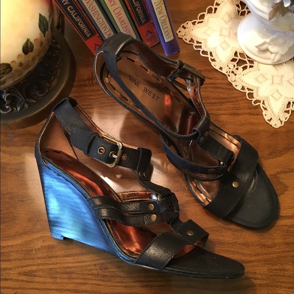 Nine West Shoes - Nine West Black Wedge Caged Sandal
