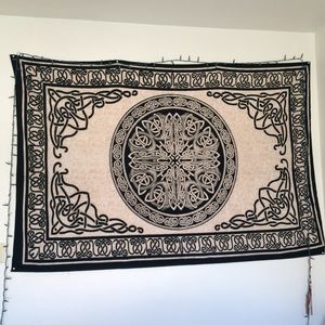 White and Black Mandala Tapestry