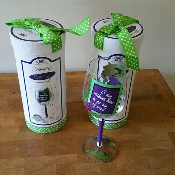 E PIC'S WHIMSY, HAND PAINTED  WINE GIASSS, SOLD !!