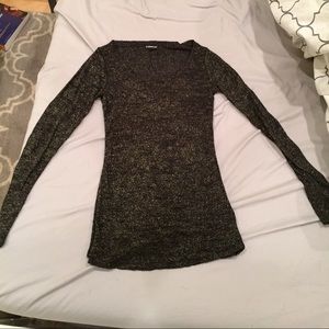 Express black and gold long sleeve layering shirt