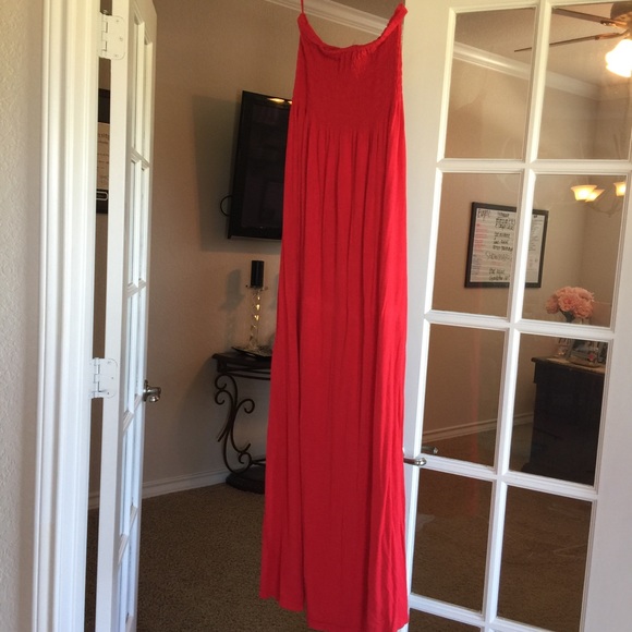 Red strapless maci dress