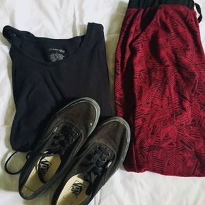 Maroon Joggers with Black Tribal Design