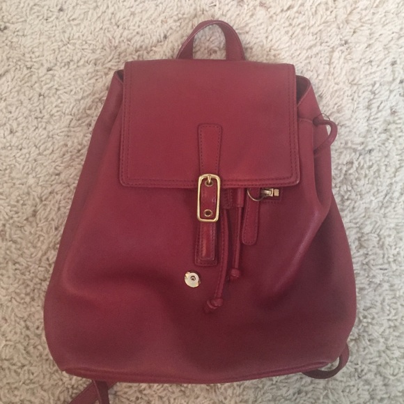 Vintage Coach Leather Backpack Red