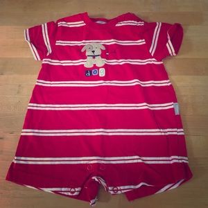 Red White Striped Dog Onesie Outfit 9 Months Red White Striped Dog Onesie Outfit 9 Months