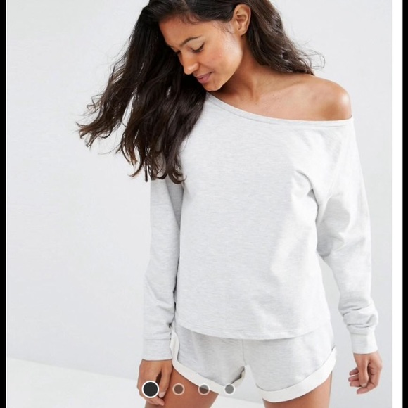 Asos Sweaters - Asos grey off the shoulder sweatshirt