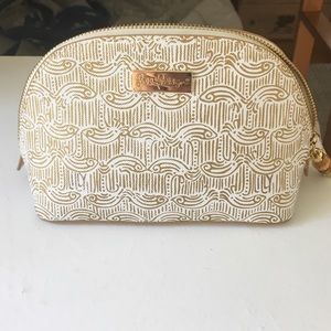 Lily Pullitzer Gold and Bamboo Cosmetic Case