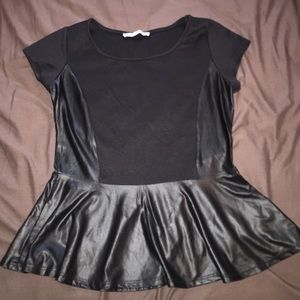 Leather peplum shirt!