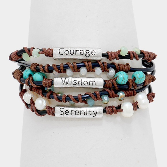 "Courage Wisdom Serenity" multi-cord bracelet - Picture 1 of 2