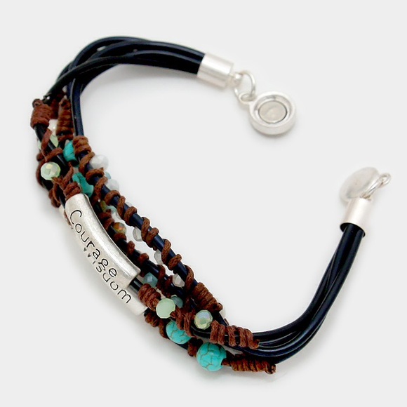 "Courage Wisdom Serenity" multi-cord bracelet - Picture 2 of 2