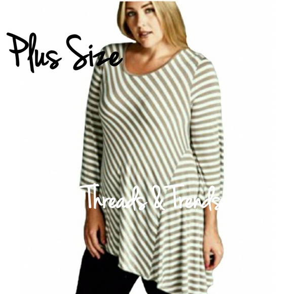 Threads & Trends Tops - Plus Size Striped Tunic Top
