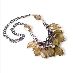Handmade olive green vintage style necklace unique