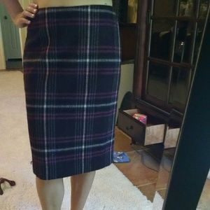 Brown, pink, and beige wool pencil skirt