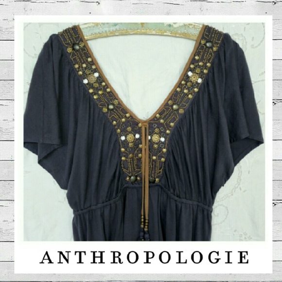 Anthropologie Tops - Anthrpologie Embellished Peasant Top Sz M