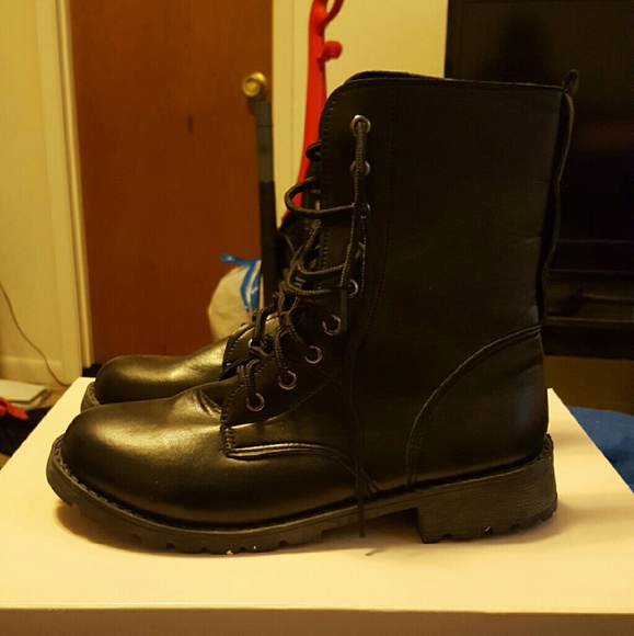 Shoes - 🔴SOLD🔴PU Black Leather Boots Shoes - 🔴SOLD🔴PU Black Leather Boots