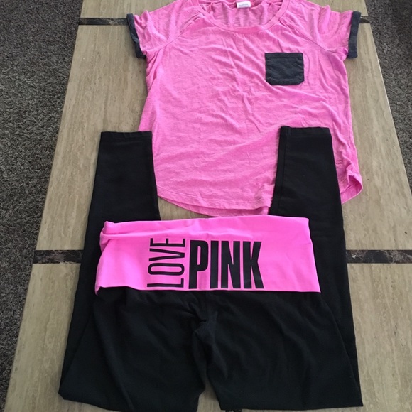 PINK Victoria's Secret Pants - Pink Victoria secret yoga pants and shirt