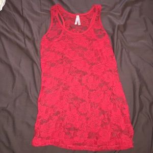Red lace tank top