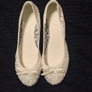 White Lace Ballet Flats