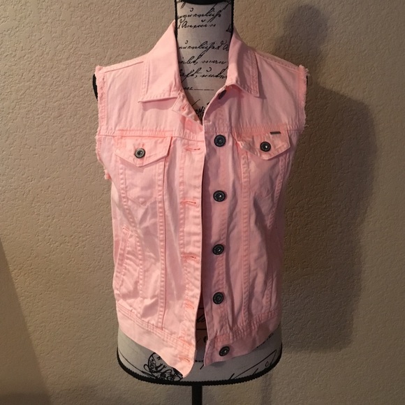 Pink jean vest