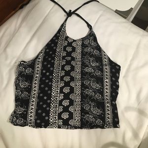 Black and white patterned halter top