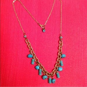 Simple minimal gold n turquoise handmade necklace