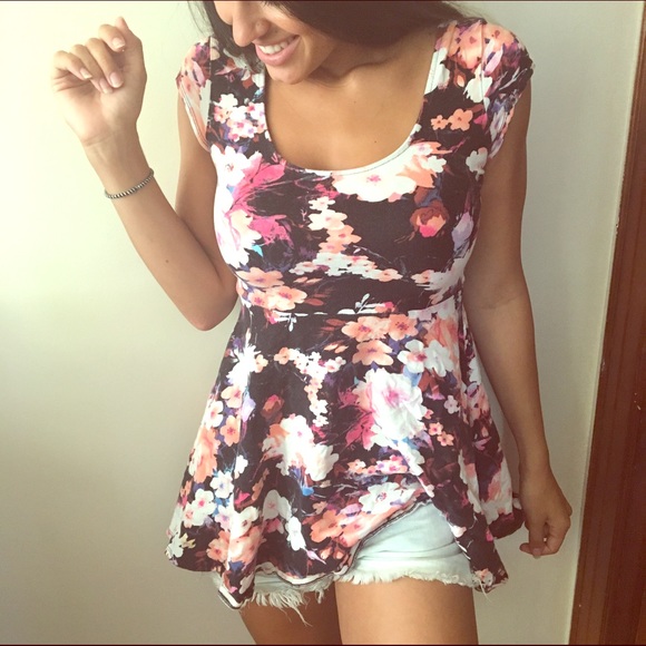 Floral printed peplum top