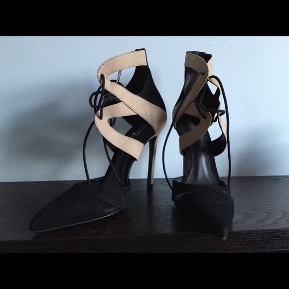 Elegant suede lace-up stilettos - Picture 1 of 5