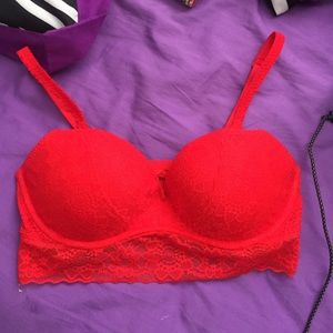 Victorias Secret Red lace bralette size Medium A-C