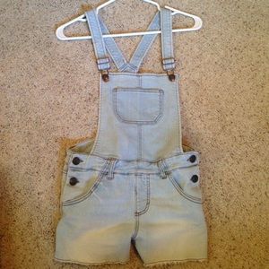 Light wash denim overalls