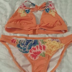 New VS bright orange with flower bikini