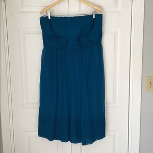 Lovely teal blue jcrew chiffon strapless dress