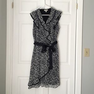 Navy and white Faux wrap dress