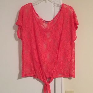 Coral all-over lace top!