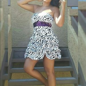 Zebra💋 Homecoming Dress 💋w/ Purple Sequin Waist