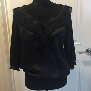 White House Black Market Black pleated blouse