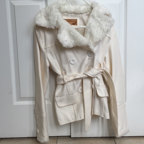 Never worn off white short pea coat