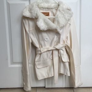 Never worn off white short pea coat