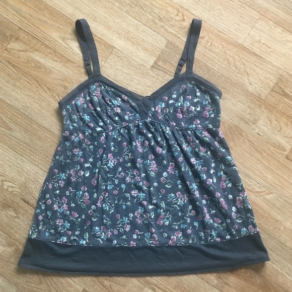 Gray Floral Tank Top
