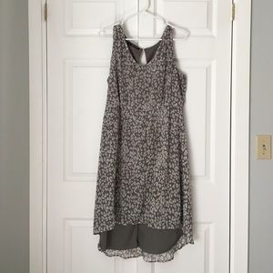Grey printed high-low dress