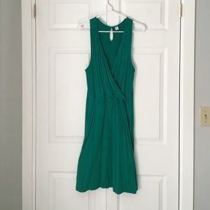 Casual Green faux wrap dress