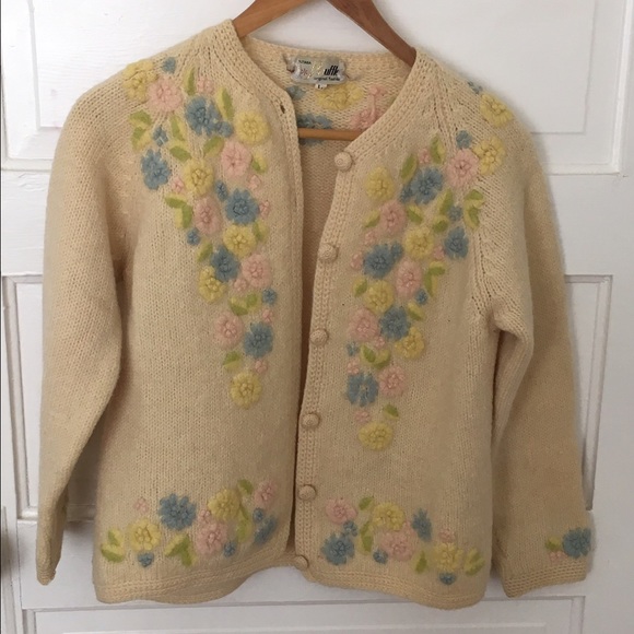 vintage wool embroidered sweater