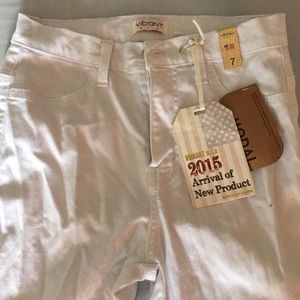 High waisted white jeans