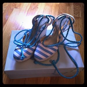 Striped Jessica Simpson Wedges