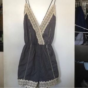Lace low back romper