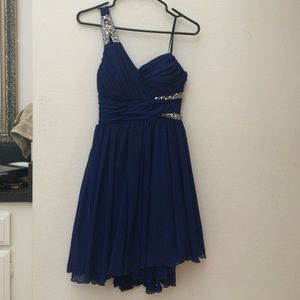 Cobalt blue one shoulder homecoming dress