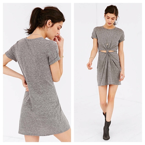 LAST1// Heather Gray Knotted TShirt Dress - Picture 2 of 3