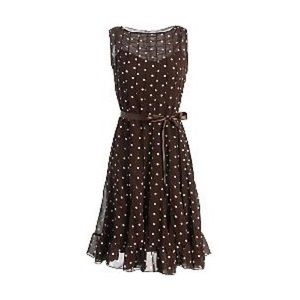 Sandra Darren Brown Dot Pintuck Dress-Mint