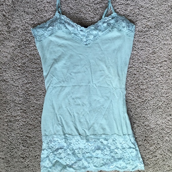 Seafoam green lace tank top - Picture 1 of 4