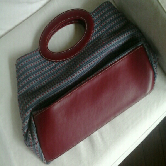 Chambray purse with oval handle [2] - Picture 2 of 8