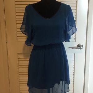 Sheer blue chiffon like summer dress with lining