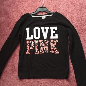 Victoria's Secret PINK black long-sleeve crew neck